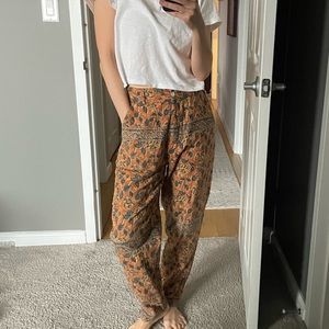 Antik Batik hand blocked quilted floral mixed print Audrey trousers